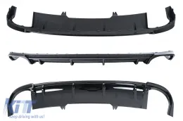 Rear Bumper Valance Diffuser Exhaust Tips suitable for Audi A4 B9 8W (2016-2018) Sedan Avant RS4 Design Black-image-6277869