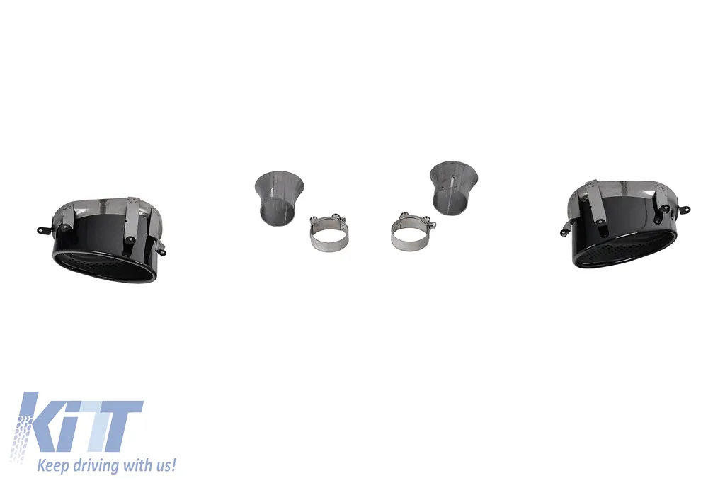Rear Bumper Valance Diffuser Exhaust Tips suitable for Audi A4 B9 8W (2016-2018) Sedan Avant RS4 Design Black