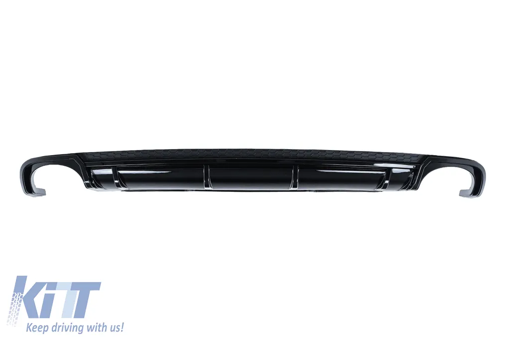 Rear Bumper Valance Diffuser Exhaust Tips suitable for Audi A4 B9 8W (2016-2018) Sedan Avant RS4 Design Black