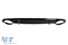 Rear Bumper Valance Diffuser & Exhaust Tips suitable for Audi A4 B8 B8.5 Limousine Avant Facelift (2012-2015) RS4 Design Black-image-6277417