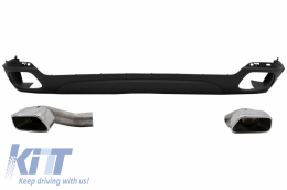 image-40-Rear Bumper Valance Diffuser & Square Exhaust Tips suitable for BMW X5 F15 (2013-2018) M-Tech V8 Design Matte Black For Standard Rear Bumper