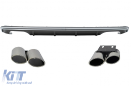 Rear Bumper Valance Diffuser suitable for Audi A3 8V Hatchback Sportback (2012-2015) with Exhaust Muffler Tips Tail Pipes S3 Quad Design