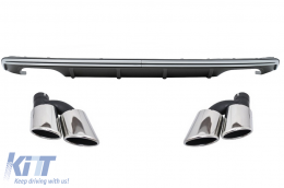image-33-Rear Bumper Valance Diffuser suitable for Audi A3 8V Hatchback Sportback (2012-2015) with Exhaust Muffler Tips Tail Pipes S3 Quad Design