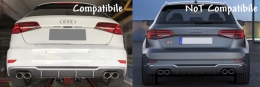 Rear Bumper Valance Diffuser suitable for Audi A3 8V Facelift Hatchback Sportback (2016-2019) Standard Bumper (SE) S3 Design-image-6042054