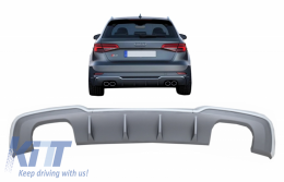 Rear Bumper Valance Diffuser suitable for Audi A3 8V Facelift (2016-2019) S-Line Bumper Hatchback Sportback S3 Design-image-6058100