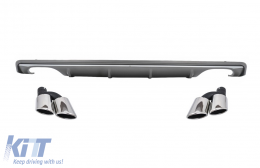 Rear Bumper Valance Diffuser suitable for Audi A3 8V Sedan (2012-2015) with Exhaust Muffler Tips Tail Pipes S3 Design