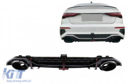 Rear Bumper Valance Diffuser suitable for Audi A3 8Y Sedan S-Line S3 (2020-) - RDAUA38YSS