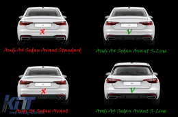 Rear Bumper Valance Diffuser suitable for Audi A4 B9 8W Facelift (2020-up) only S-line Black-image-6093018