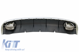 Rear Bumper Valance Diffuser suitable for Audi A6 C7 4G Limousine Avant (2010-2014) with Exhaust Tips RS6 Design-image-6019229