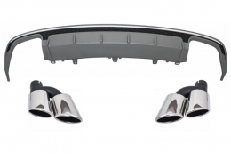 Rear Bumper Valance Diffuser suitable for Audi A6 4G Facelift (2015-2018) Sedan Limousine with Exhaust Muffler Tips S6 Design - CORDAUA64GFS6