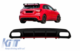 Rear Bumper Valance Diffuser suitable for Mercedes W176 A-Class (2012-2018) A45 Facelift Design Red Edition