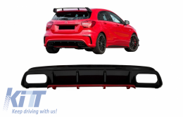 image-63-Rear Bumper Valance Diffuser suitable for Mercedes A-Class W176 Facelift (2015-2018) A45 Design Red Edition