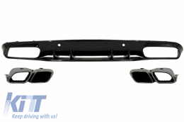 Rear Bumper Valance Diffuser suitable for Mercedes C-Class C205 A205 Coupe Cabriolet (2014-2019) Facelift C63S Design Silver Tips - RDMBC205C63FS