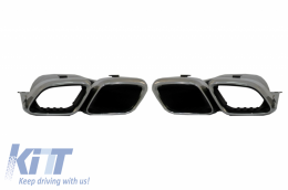 Rear Bumper Valance Diffuser suitable for Mercedes C-Class C205 A205 Coupe Cabriolet (2014-2019) Facelift C63S Design Silver Tips-image-6056312