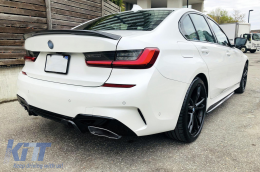 Rear Bumper Valance Diffuser With Chrome Exhaust Tips suitable for BMW 3 Series G20 G28 Sedan G21 Touring (2018-up) M340i M Look Piano Black-image-6078175
