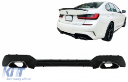 Rear Bumper Valance Diffuser With Chrome Exhaust Tips suitable for BMW 3 Series G20 G28 Sedan G21 Touring (2018-2022) M340i M Look-image-6096969
