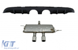 image-64-Rear Bumper Valance Diffuser with Complete Exhaust System suitable for VW Golf 6 VI (2008-2012) R20 Look only for Standard Bumper