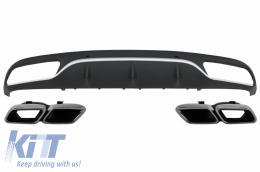 Rear Bumper Valance Diffuser with Exhaust Muffler Tips suitable for Mercedes C-Class C205 A205 Coupe Cabriolet (2014-2019) C63 Design - CORDMBC205C63