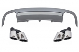 Rear Bumper Valance Diffuser with Exhaust Muffler Tips suitable for Audi A5 8T 4D Sportback S-Line Non Facelift (2007-2011) S5 Design