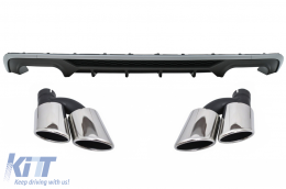Rear Bumper Valance Diffuser with Exhaust Muffler Tips Tail Pipes suitable for Audi A3 8V Facelift Hatchback Sportback (2016-2019) Standard Bumper (SE) S3 Design - CORDAUA38VFHNTY