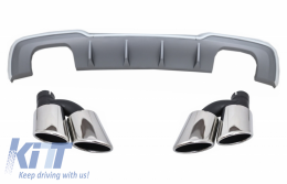 image-9-Rear Bumper Valance Diffuser with Exhaust Muffler Tips suitable for Audi A3 8V Facelift (2016-2019) S-Line Bumper Hatchback Sportback S3 Design