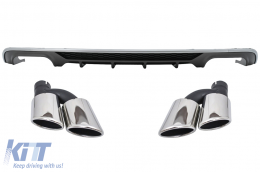 Rear Bumper Valance Diffuser with Exhaust Muffler Tips suitable for Audi A3 8V Facelift Sedan Convertible (2016-2019) Standard Bumper SE S3 Design