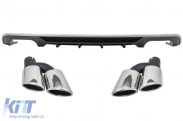 image-11-Rear Bumper Valance Diffuser with Exhaust Muffler Tips suitable for Audi A3 8V Facelift Sedan Convertible (2016-2019) Standard Bumper SE S3 Design