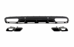 Rear Bumper Valance Diffuser with Exhaust Muffler Tips suitable for MERCEDES C-Class C205 A205 Coupe Cabriolet (2014-2019) C63 Edition 1 Design - CORDMBC205C63BTYC