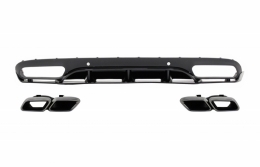 image-22-Rear Bumper Valance Diffuser with Exhaust Muffler Tips suitable for MERCEDES C-Class C205 A205 Coupe Cabriolet (2014-2019) C63 Edition 1 Design