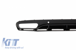 Rear Bumper Valance Diffuser with Exhaust Muffler Tips suitable for Mercedes C-Class C205 A205 Coupe Cabriolet (2014-2019) C63 Edition 1 Design Black-image-6047276