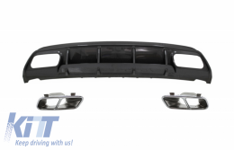 Rear Bumper Valance Diffuser with Exhaust Muffler Tips suitable for Mercedes W176 A-Class (2013-2018) A45 Facelift Design Carbon Look - CORDMBW176FCFA45C