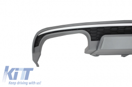 Rear Bumper Valance Diffuser with Exhaust Muffler Tips and Front Grille suitable for Audi A6 4G Facelift (2015-2018) Sedan Limousine S6 Design-image-6054139