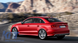 Rear Bumper Valance Diffuser with Exhaust System suitable for Audi A3 8V Sedan (2012-2015) S3 Design only for Standard Bumper-image-6004059