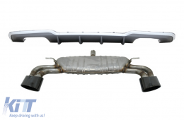 Rear Bumper Valance Diffuser with Exhaust System suitable for Audi A3 8V Facelift Hatchback Sportback (2016-2019) S-Line Bumper S3 Design - CORDAUA38VFHSES