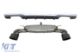 Rear Bumper Valance Diffuser with Exhaust System suitable for A3 8V Facelift Hatchback Sportback (2016-2019) S-Line Bumper S3 Design