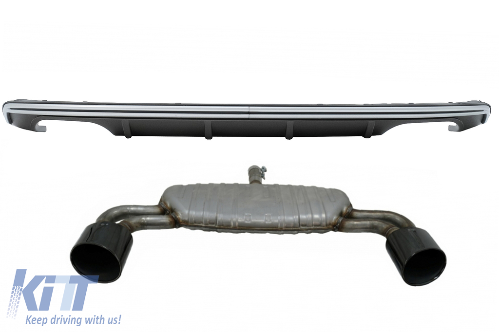 Hátsó lökhárító sárvédő befúvó kipufogórendszerrel fekete AUDI A3 8V ferdehátú Sportback (2012-2015) S3 Designhoz