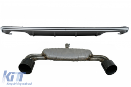 image-65-Rear Bumper Valance Diffuser with Exhaust System Black suitable for Audi A3 8V Hatchback Sportback (2012-2015) S3 Design