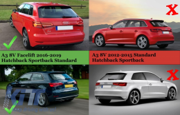 Rear Bumper Valance Diffuser with Exhaust System suitable for Audi A3 8V Facelift Hatchback Sportback (2016-2019) Standard Bumper (SE) S3 Design-image-6077749