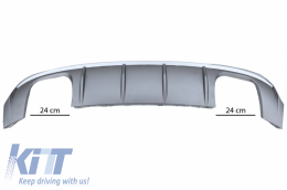 Rear Bumper Valance Diffuser with Exhaust System Piano Black suitable for Audi A3 8V Facelift Sedan Convertible (2016-2019) S3 Design only for S-Line Bumper-image-6077861