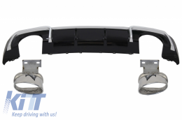 image-54-Rear Bumper Valance Diffuser with Exhaust Tips suitable for Audi A3 8V Sline Facelift (2016-2019) Hatchback Sportback RS3 Design Sport Bumper