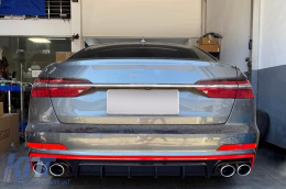 Rear Bumper Valance Diffuser with Exhaust Tips suitable for Audi A6 C8 4K Avant Sedan (2018-up) Red S6 Design-image-6088876
