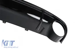 Rear Bumper Valance Diffuser with Exhaust Tips suitable for Audi A4 B8 Limousine Avant Pre Facelift (2007-2011) RS4 Design Black-image-6277418