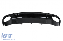 Rear Bumper Valance Diffuser with Exhaust Tips suitable for Audi A4 B8 Limousine Avant Pre Facelift (2007-2011) RS4 Design Black-image-6277428