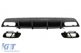 Rear Bumper Valance Diffuser with Exhaust Tips suitable for Mercedes A-Class W176 (2013-2018) A45 Facelift Design Carbon Film - CORDMBW176FFCFB