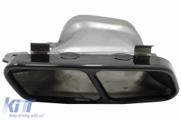 Rear Bumper Valance Diffuser with Exhaust Tips suitable for Mercedes A-Class W176 (2013-2018) A45 Facelift Design Carbon Film-image-6255728