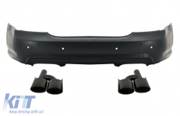 Rear Bumper wiith Diffuser and Exhaust Muffler Tips Black suitable for Mercedes S-Class W221 (2005-2013) S65 Design - CORBMBW221DDSTYNB