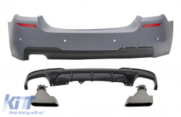 image-41-Rear Bumper with Double Outlet Diffuser and Exhaust Tips Aluminium suitable for BMW 5 Series F10 (2011-2017) M-Performance Design