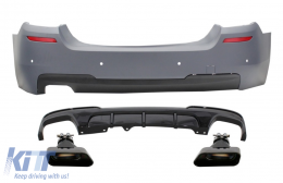 image-43-Rear Bumper with Double Outlet Diffuser and Exhaust Tips Black suitable for BMW 5 Series F10 (2011-2017) M-Performance Design