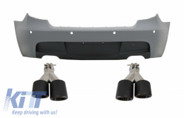 image-42-Rear Bumper with Dual Twin Exhaust Muffler Tips Carbon Fiber suitable for BMW Series 1 E81 E87 Hatchback (2004-2011) M-Technik M Sport Design PDC