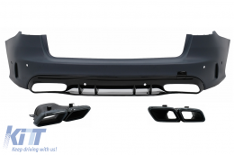 Rear Bumper with Exhaust Muffler Tips Black suitable for Mercedes C-Class W205 Limousine (2014-2020) C63 Design - CORBMBW205AMGTYC63B